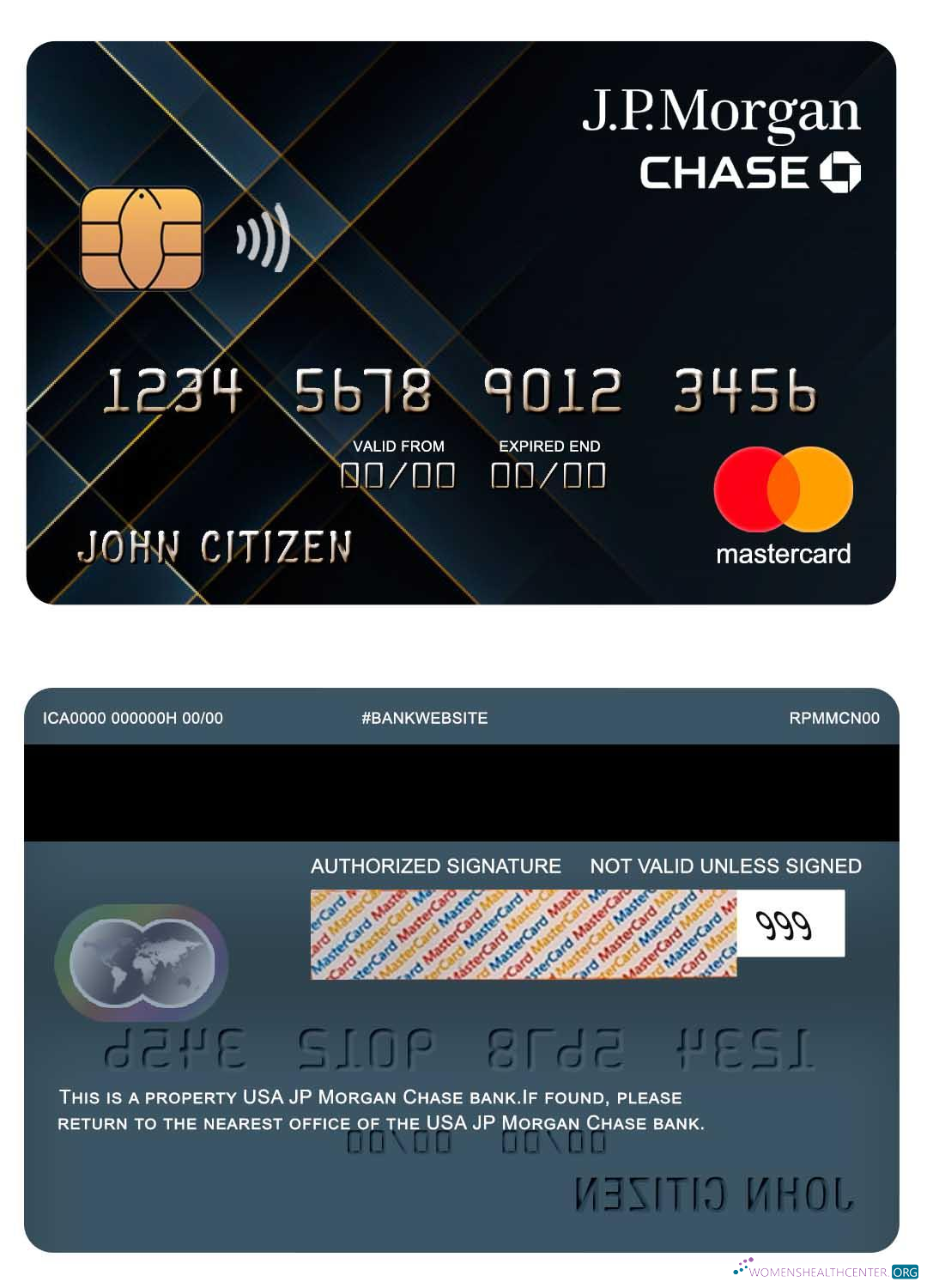 Download USA JP Morgan Chase bank mastercard Photoshop template